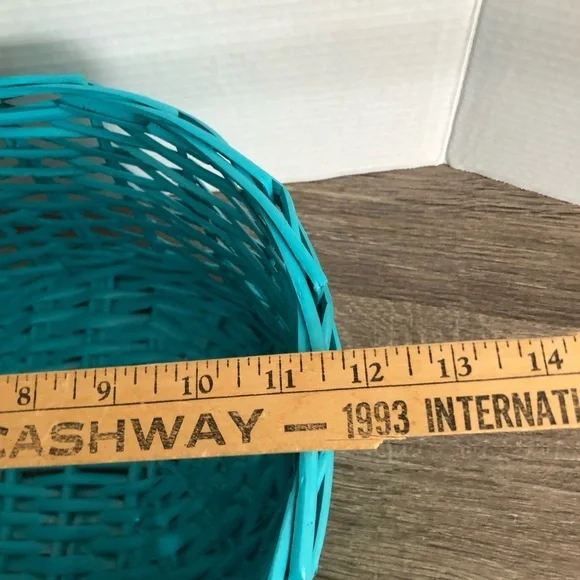Bright Blue Woven Basket with Handle - Picture 8 of 11